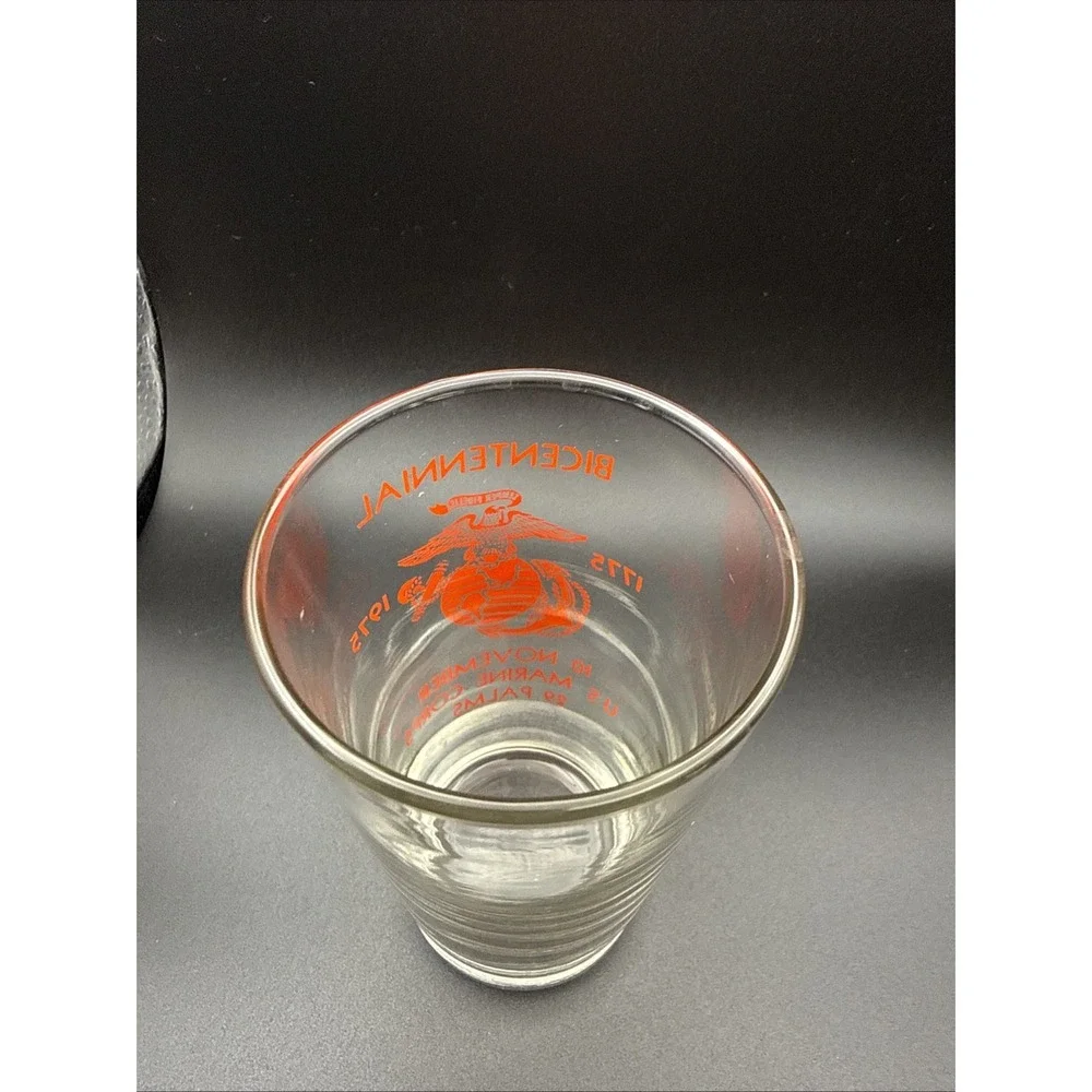 Vintage USMC Marine Corps Bicentennial Glass 1775-1975 29 Palms 10 November